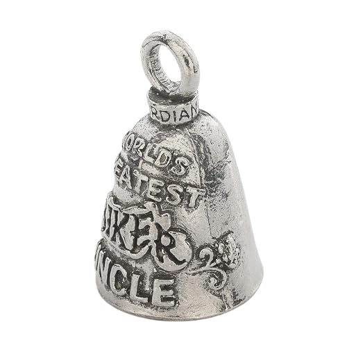 Image of Guardian Bell Worlds Greatest Biker Uncle Good Luck Bell w /Keyring & Black Velvet Gift Bag | Motorcycle Bell | Lead-Free Pewter | Good Luck Gift to Friends & Family | Bike Bell | Made in USA