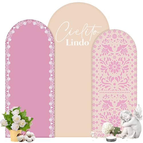 Toile de fond arche mexicaine Chunful en polyester marron et rose pour fête
