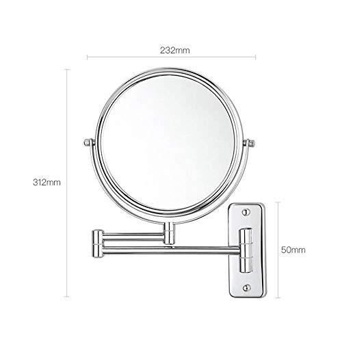 Miroir argenté double face de 8 pouces avec fixation murale élégante