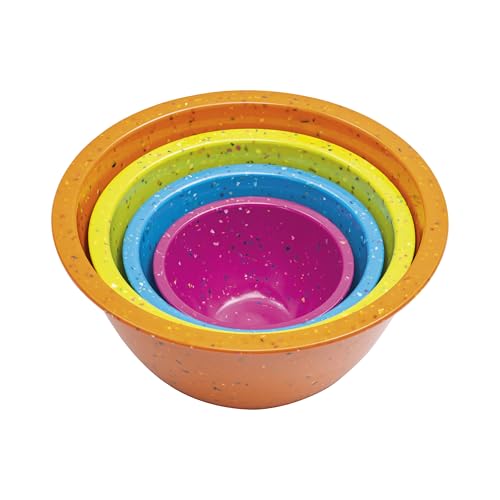 Confetti Nesting Mixing Bowls Set - 4-Piece Colorful Kitchen Bowls (18oz, 1.25QT, 2.5QT, 4QT) - BPA-Free, Dishwasher Safe, Space-Saving Design Vibrant Color