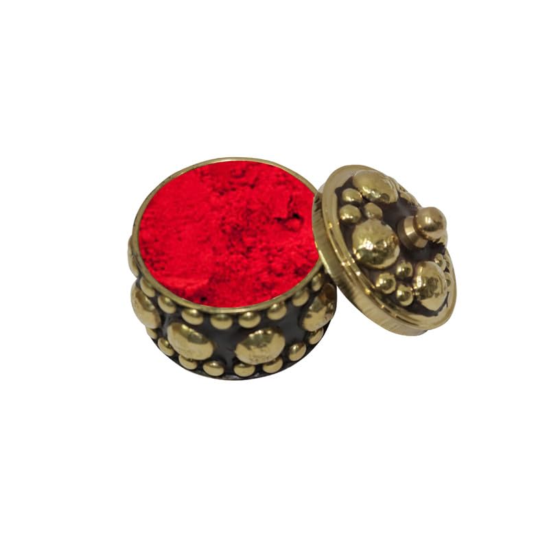KULIA Sindoor Box Decorative Box Kumkum Holder Hand Carved Storage Box Hindu Pooja Set Kumkum Box With Free Sindur Powder Memory Organiser Jewellery Storage Boxes Indian Gifts