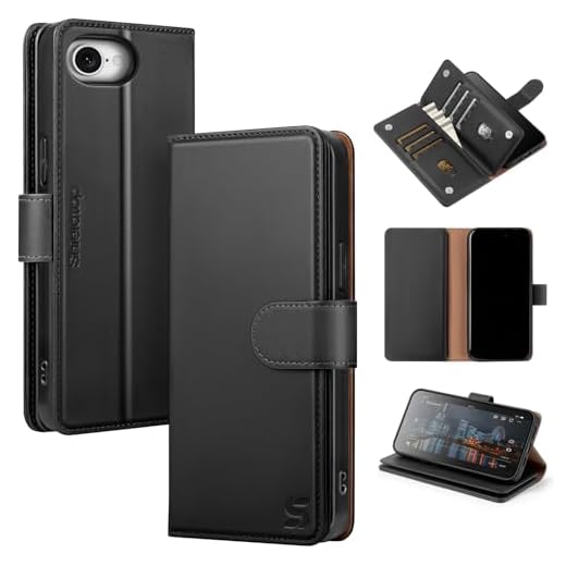 Shieldtop Compatible with iPhone 16e Wallet Case with Card Holder,Women Men RFID Blocking PU Leather Folio Flip TPU Protective Cover Credit Card Slots,Phone Case for Apple 16e 2025,Black