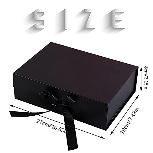 Boite cadeau, Bowknot Boite Cadeau Boite Cadeau Magnétique Boîte Cadeau Avec Couvercle Boîte de Cadeau Rectangulaire Boîte Décorative, Pour Anniversaire Emballage Cadeau (Noir) - Image 3