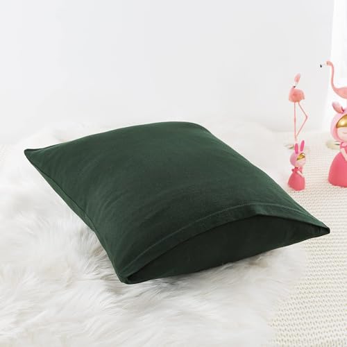 Image of Household Cotton Jersey Knit Pillowcases, Soft and Breathable Travel Pillow Cases with Envelope Closure, 13 inch x 18 inch 2 Pack (Dark Green)