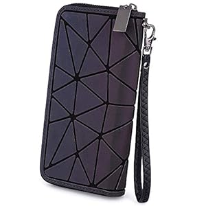 UTO Women Wallet Card Phone Checkbook Holder Geometric Luminous Shard Lattice Rainbow Holographic Purse 524