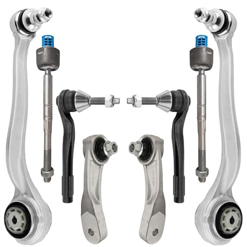 Image of Detroit Axle - RWD 8pc Front End Kit for Mercedes-Benz C300 C350e CLS450 E300 E450, 2 Lower Forward Control Arms w /Ball Joint 2 Sway Bar Links 4 Inner Outer Tie Rods Replacement