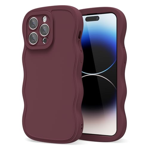 Coque vagues iPhone 14 Pro bordeaux silicone oakxco idéale au bureau