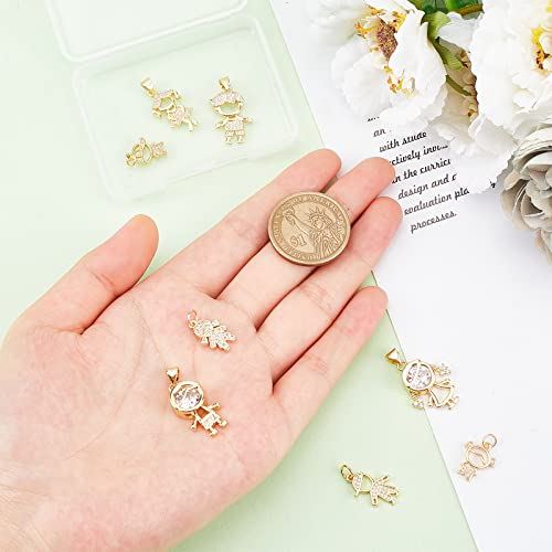 SUPERFINDINGS 8Pcs 8 Style Micro Pave Clear Cubic Zirconia Charms or Boy Charms Beads Golden Crystal Boy Pendants for Bracelets Earrings Necklace Jewelry Making Supplies Accessories - Image 3
