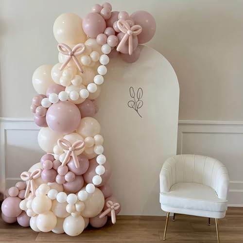 Image of Cavern Pink Balloons Arch Boho Pink Balloons Garland Retro Dusty Blush Rose Balloon Different Sizes Helium Latex Balloon Girls Birthday Party Decoration Wedding Bridal Baby Shower Bachelorette