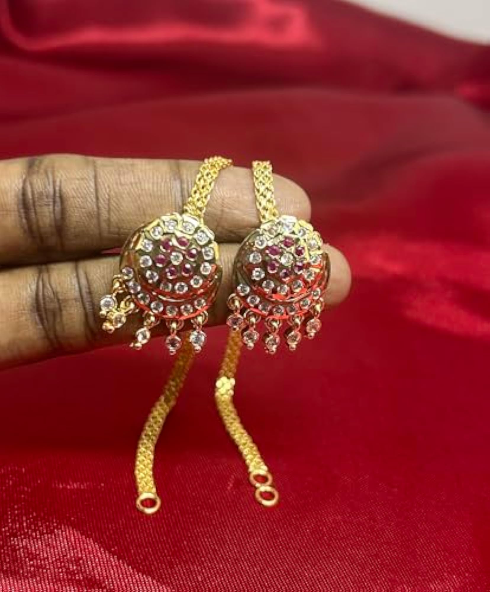 Women's Premium Floral Stud Earrings with Ear Chain