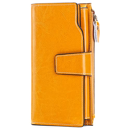 Sendefn Portefeuille en cuir véritable pour femme - Grande capacité, L