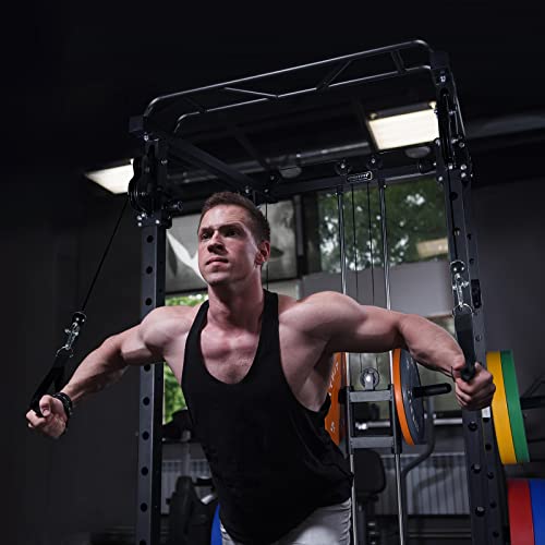 Ritfit Multi-Function Power Cage With Adjustable Cable Crossover System,1000Lbs Capacity Squat Rack, Full Home Gym Workout With J-Hook, Landmine And Other Attachments (2023 Version Ppc03)-Black #TOP1