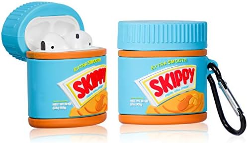 Mulafnxal for Airpods 1&2 Case, Cute 3D Funny Cartoon Food Soft Silicone Protective Airpod Cover, Stylish Fun Cool Design Shockproof Skin, Fashion Cases for Girls Kids Teens Air pods (Peanut Butter)