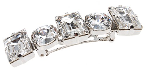 L. Erickson – Barreta de cristal pequena Sienna, Crystal/Silver, One Size