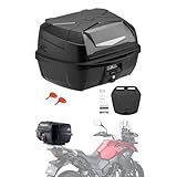 ダートフリーク(Dirtfreak) KAPPA バイク用 リアボックス モノロック トップケース 43L ヘルメット2個収納 汎用取付ベース付き スペアキー バックレスト付き ブラックボタン F0071(旧品番:K433NBRD-B)