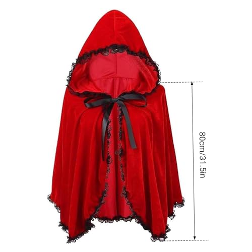 Capa roja con capucha para mujer en poliéster elegante para disfraces de Halloween y cosplay 5