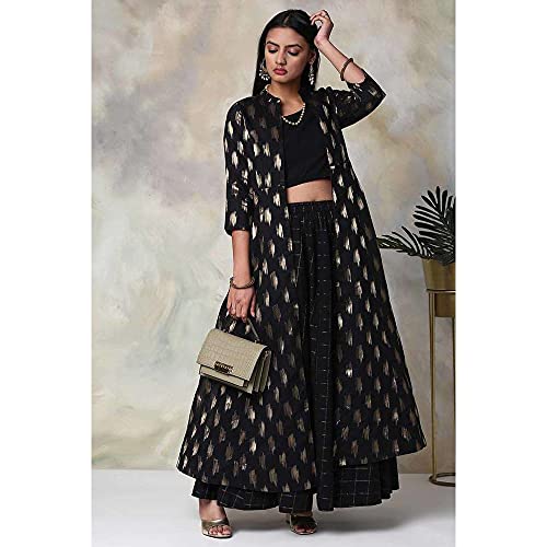 Image of BIBA Women Cotton Three Piece Fusion Wear Set
