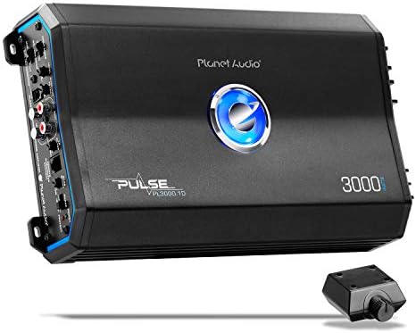 Planet Audio PL3000.1D Pulse Series Car Audio Amplifier – 3000 High Output, Monoblock, Class D, 1 Ohm Stable, Low Level Inputs, Low Pass Crossover, Mosfet Power Supply, Hook Up To Stereo and Subwoofer