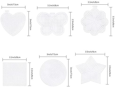 Pllieay 36 Pieces Mesh Plastic Canvas Sheets Kit Including 30 Pieces 6 Shapes 3 Inch Plastic Canvas and 6 Pieces Rectangular Plastic Canvas, Embroidery Tools for Embroidery Plastic Canvas Craft