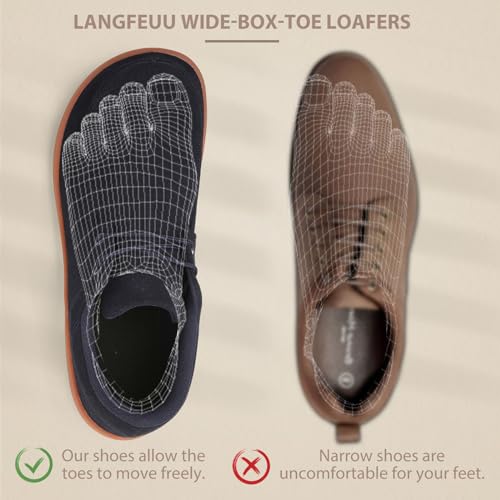 Mens Wide Slip On Shoes Barefoot Casual Loafers for Men Box Toe Minimalist Shoes Black 114