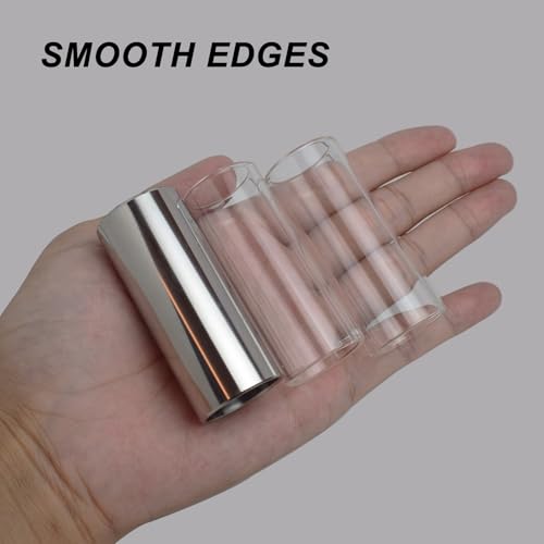 Liyacial Guitar Slide, 2 Glass Slides & 1 Steel Guitar Slide for Electric and Acoustic, With 3 Finger Picks, 1 Thumb Pick & Portable Box for Guitar and Bass, Medium (6 cm) - image 2
