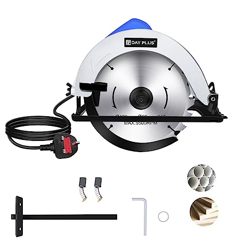 Scie Circulaire à Main, 900W Mini Scie Électrique Circulaire Filaire avec Rail de Guidage, Lames de Scie 180mm, Vitesse de 5000 tr/min, profondeur de coupe max: 90°(55 mm), Protection en Aluminium