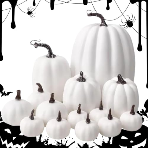 Decoración de calabazas de mesa de otoño con acabados detallados para interiores y porches 8
