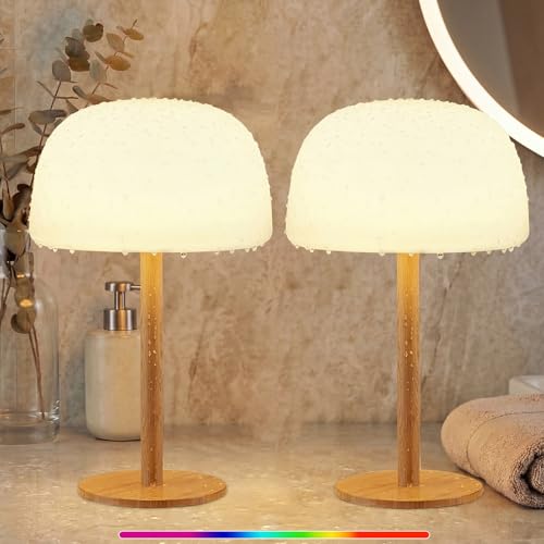 Image of Waterproof Shower Lamp Cordless Lamp - 7500mAh Rechargeable Table Lamp, Bathroom Lamp, RGB 15 Colors & 3 Color Temperature Touch Dimmable, Shower Light for Inside Shower, Bathtub, Bedroom, 2PCS