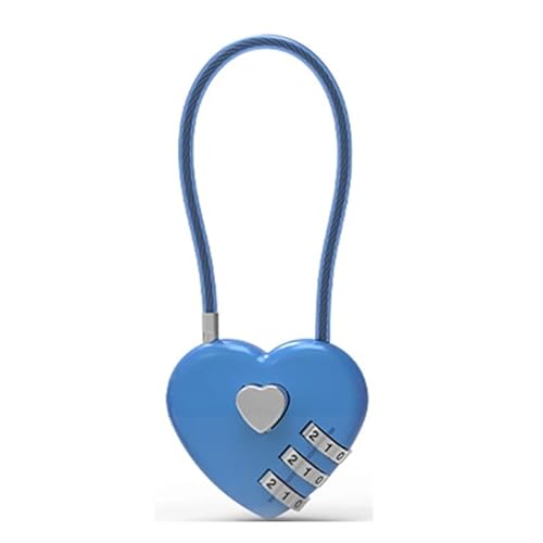 Love Shape Lock Wedding Gift Heart Style Password Code Padlock for Schoolbag Trolley Case Concentric,Sky Blue