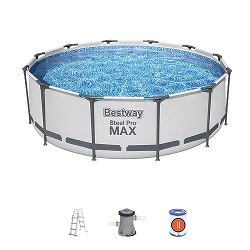 Bestway Steel Pro Max, Round Frame Swimming Pool with Filter Pump, Above Ground Frame Pools, Grey,...