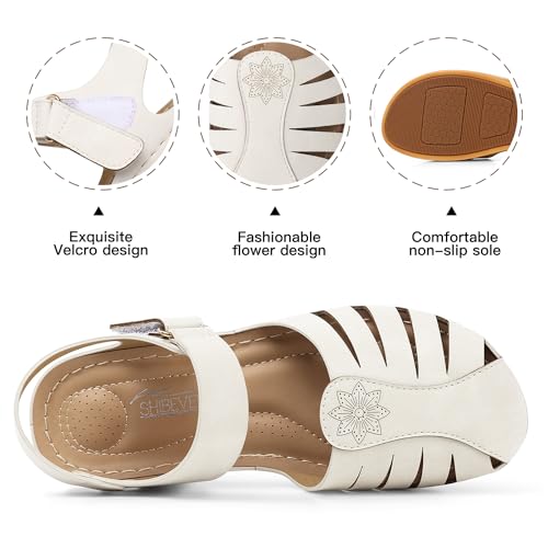 Image of SHIBEVER Women Comfortable Flat Sandals: Closed Toe Dressy Summer Sandal | Fisherman Comfortable for 8+ Hours Walking - No Ankle Rubs for All-day Commutes Lightweight Casual Outdoor Shoes
