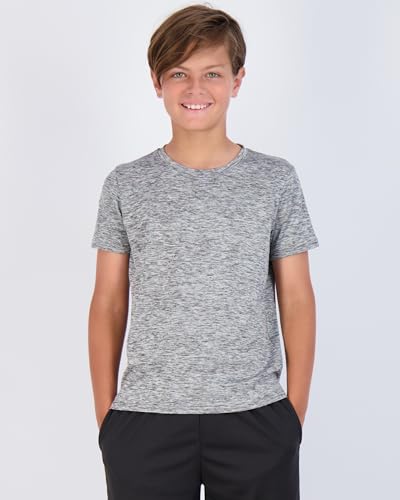 Real Essentials 5 Pack: Youth Dry-Fit Wicking Active Athletic Performance Short Sleeve T-Shirt Boys & Girls Shirts2