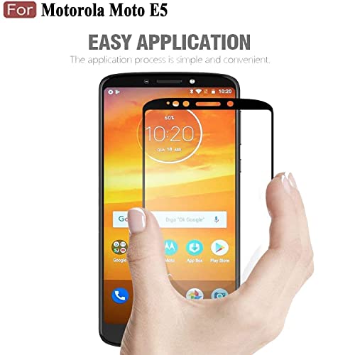 Image of Screen Protector for Motorola Moto E5 -(Black) Tempered Glass Edge-to-Edge 6D Screen Guard With Installation Kit.