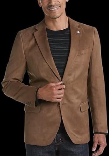Men's Classic Single-Breasted Suede Jacket Business Slim Fit Sport Coats & Blazers2
