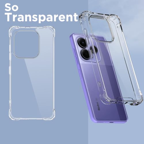 Image of Outlouders Back Cover for Redmi Note 14 5G Clear Transparent PC + TPU Bumper Case with Raised Edges for Shockproof Protection (Transparent)