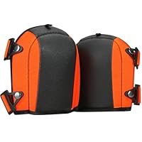 Professional Knee Pads with Adjustable Straps, Heavy Duty Foam Padding, Black and Orange