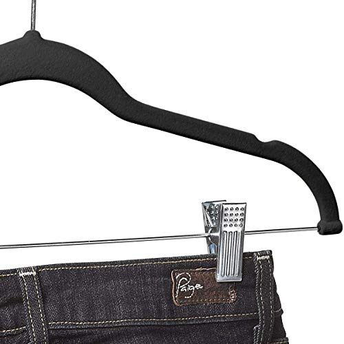 Home-It 10 Pack Skirt Hangers With Clips Black Velvet Hangers Use For Skirt Clothes Hangers - Felt Pants Hangers Ultra Thin Non Slip #TOP2