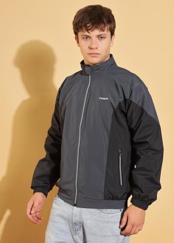 Image of Dollar Men's Polyester Colourblock Windcheater Jacket With Zipper Pockets