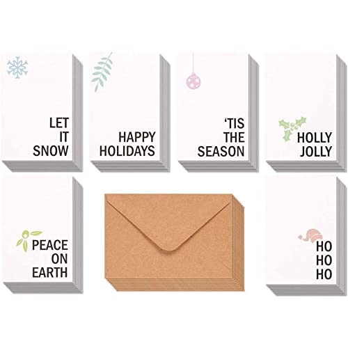 48 Pack Merry Christmas Greeting Cards Assortment With Envelopes, Boxed Set In 6 Minimalistic Holiday Designs (4 X 6 In) #TOP2
