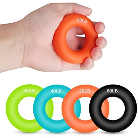 Fingertrainer, Handtraining Handtrainer 4er Set Hand Grip Trainer Strengthener, Finger Handgrifftrainer Silikon Cover