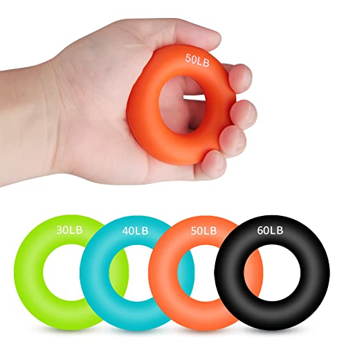 Fingertrainer, Handtraining Handtrainer 4er Set Hand Grip Trainer Strengthener, Finger Handgrifftrainer Silikon, 4 Widerstandsstufen Grifftrainer Ringe für Muskeltraining Sport, Klettern, Fitness Fingertrainer, Handtraining Handtrainer 4er Set Hand Grip Trainer Strengthener, Finger Handgrifftrainer Silikon, 4 Widerstandsstufen Grifftrainer Ringe für Muskeltraining Sport, Klettern, Fitness