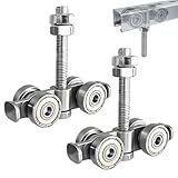 BIAXJUNY 4 Wheel Rolley Assembly， Silent Rollers Wheel for 1-5/8' Wide and All 1-5/8' or Taller Rail Hanging Track, Track Roller Used for Barn or Shed Sliding Doors（2 Pack）