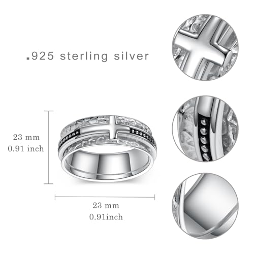 Anxiety Ring 925 Sterling Silver Cross Anxiety Ring Anxiety Jewelry Gifts for Men Women4