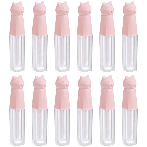 FRCOLOR 12Pcs 3Ml Gatinho Em Forma de Tubos Lip Gloss Vazios Recipientes Com Wand para Mulheres Meni