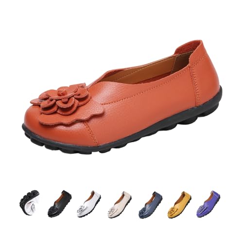 Image of MOYOWEI Women's Leather Slip On Loafers Colorful Flat Shoes