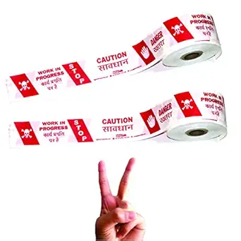Being Safe - 3inch x 225 mtr Warning Tape - Safety Solution - Use For Road & Traffic Safety - Hazardous Area - Red & White (Pack Of 2)