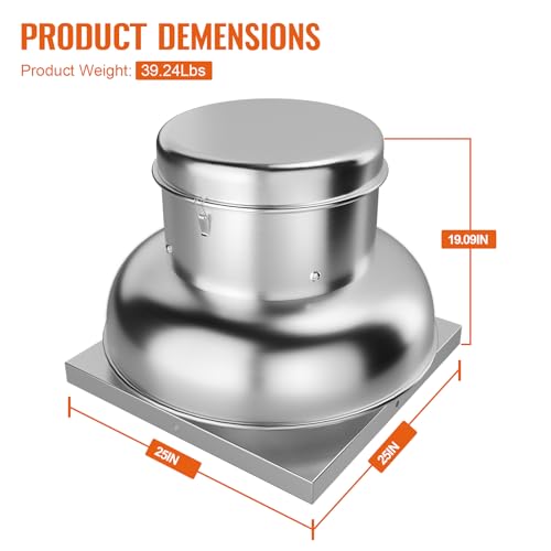 ExploreHorizon 2400CFM Upblast Roof Exhaust Fan, High-Speed Direct Drive, Upgraded Motor, 25" Fan Base for Restaurants, Factories, and Warehouses, Silent Operation & Weather-Resistant Design by ExploreHorizon - Image 2