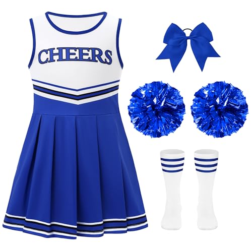 WooHand Cheerleader Costume for Girls 4Pcs Halloween Costume Outfit Set