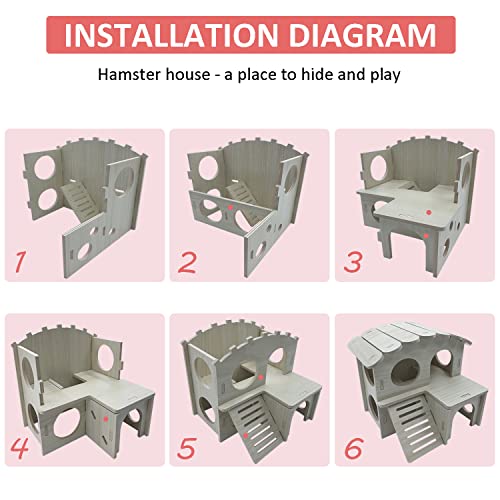 Eyksta 4 Pieces Hamster Toys, Including Wooden Hamster House Seesaw Bridge and Swing, Boredom Breaker Activity Toys for Gerbil Guinea pig Syrian Hamster Dwarf Hamster - Image 4