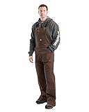 Berne Men's Acre Unlined Washed Duck Bib Overall, 44W X 34L, Bark